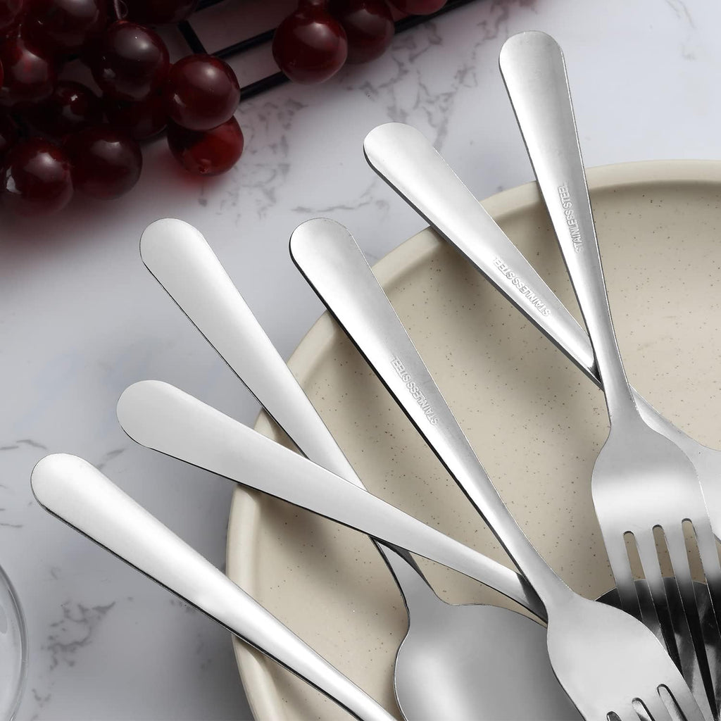 Unokit 24-Piece Spoons and Forks Set Silverware Set - Forks and Spoons Food Grade Stainless Steel Silverware for Home  Kitchen and Restaurant  12-Fork and 12-Spoon  Mirror Polished&Dishwasher Safe