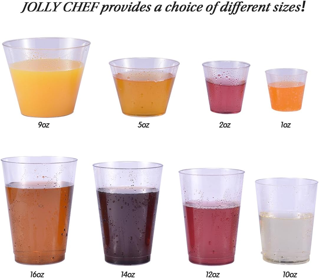 JOLLY CHEF 1000 Pack Plastic Shot Glasses 1 oz Disposable Cups 1 Ounce Tasting Cups Ideal for Whiskey  Wine Tasting Food Samples