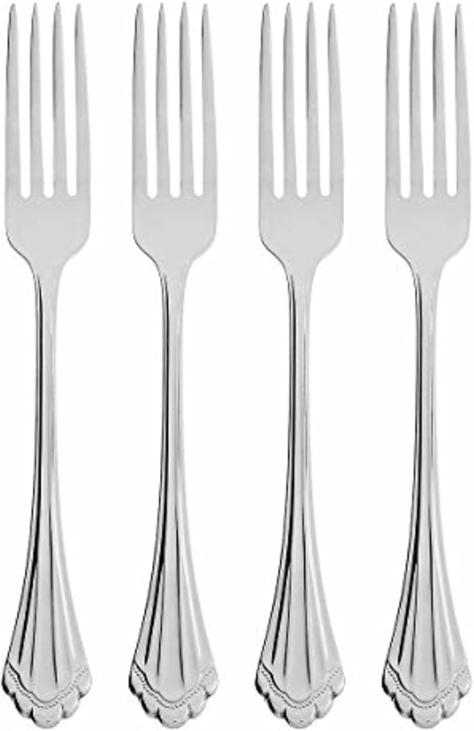 Oneida Marquette Fine Flatware Salad Forks  Set of 4  18/8 Stainless Steel  Silverware Set  Dishwasher Safe  Silver