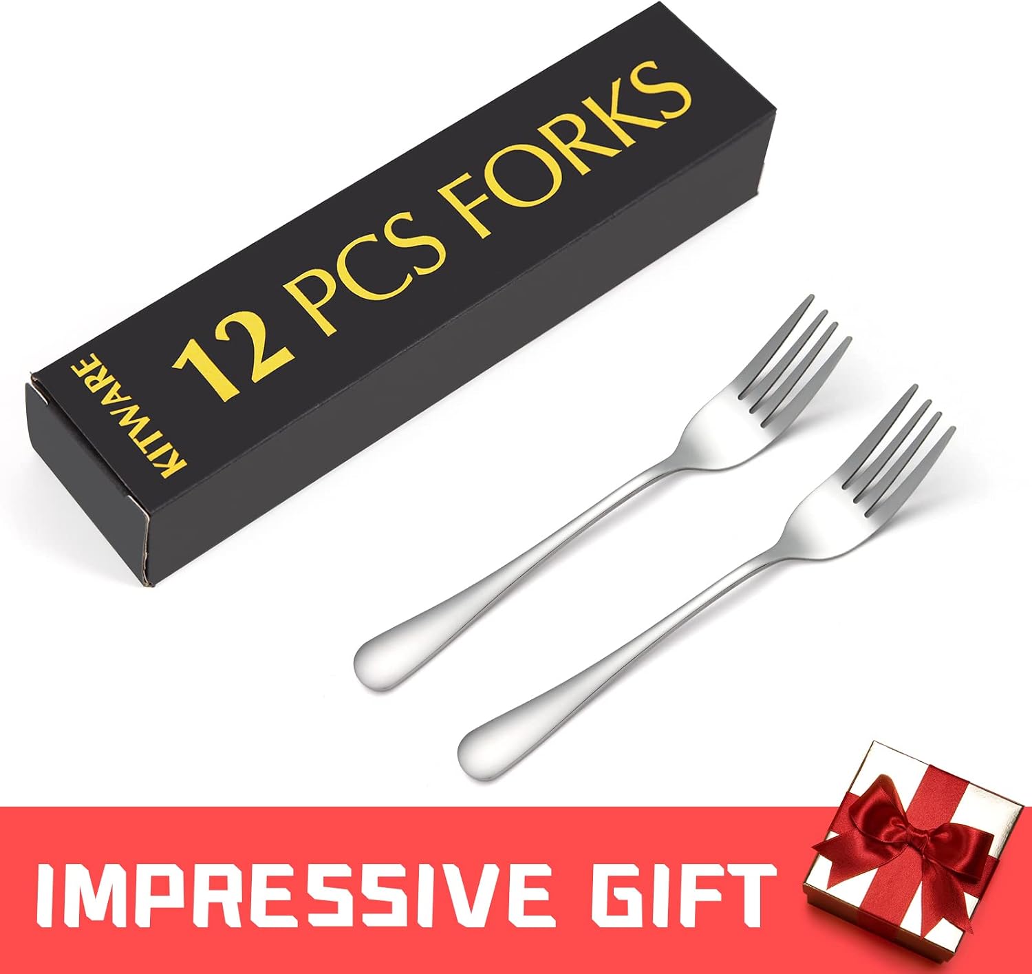 Silver Salad Forks Set of 12 pieces，Stainless Steel Flatware Forks 6.8 inch，Mirror Polish Small Utensils  New Kitchen Essentials Cutlery Set Dishwasher Safe