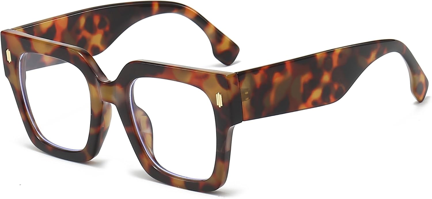 Fashion Oversized Blue Light Blocking Glasses for Women Men Trendy Big Square Frame Computer Eyeglasses
