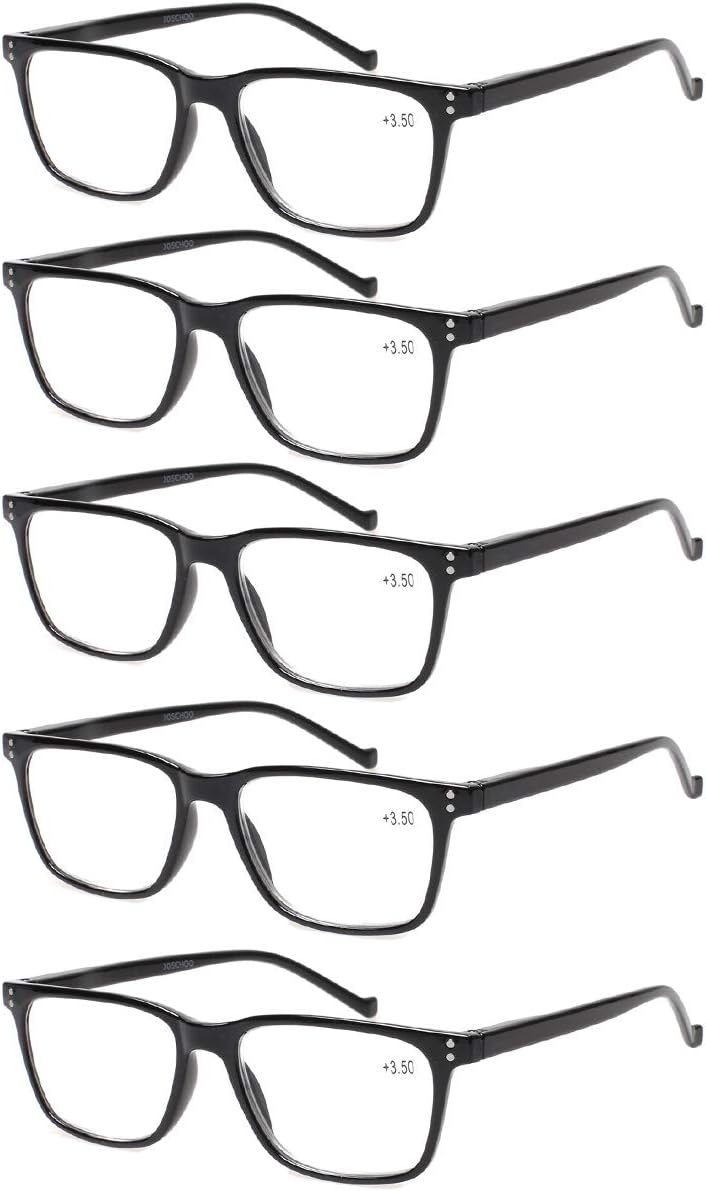 JOSCHOO 5 Pack Reading Glasses Men Women Spring Hinges Comfortable Glasses for Reading (5 Black  1.25)