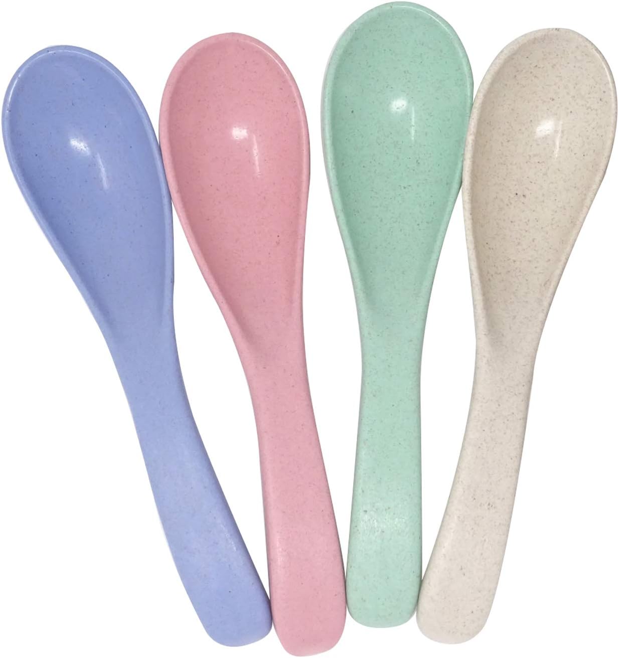 Honbay 4PCS 15cm/5.9Inch Boreal Europe Style Eco-Friendly Wheat Straw Colourful Soup Spoons Chinese WonTon Soup Spoon