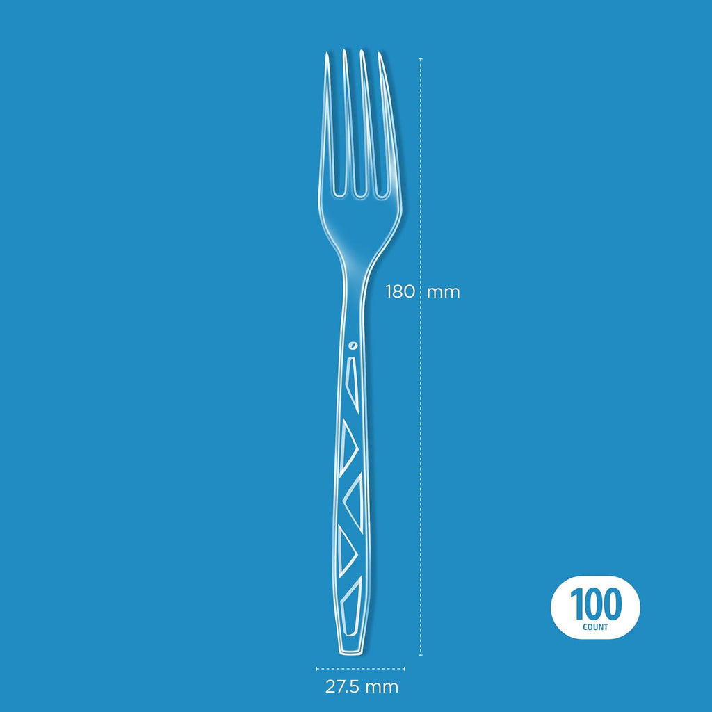 Amazon Basics Disposable Clear Plastic Forks  Premium Quality  100 Count  Large Pack
