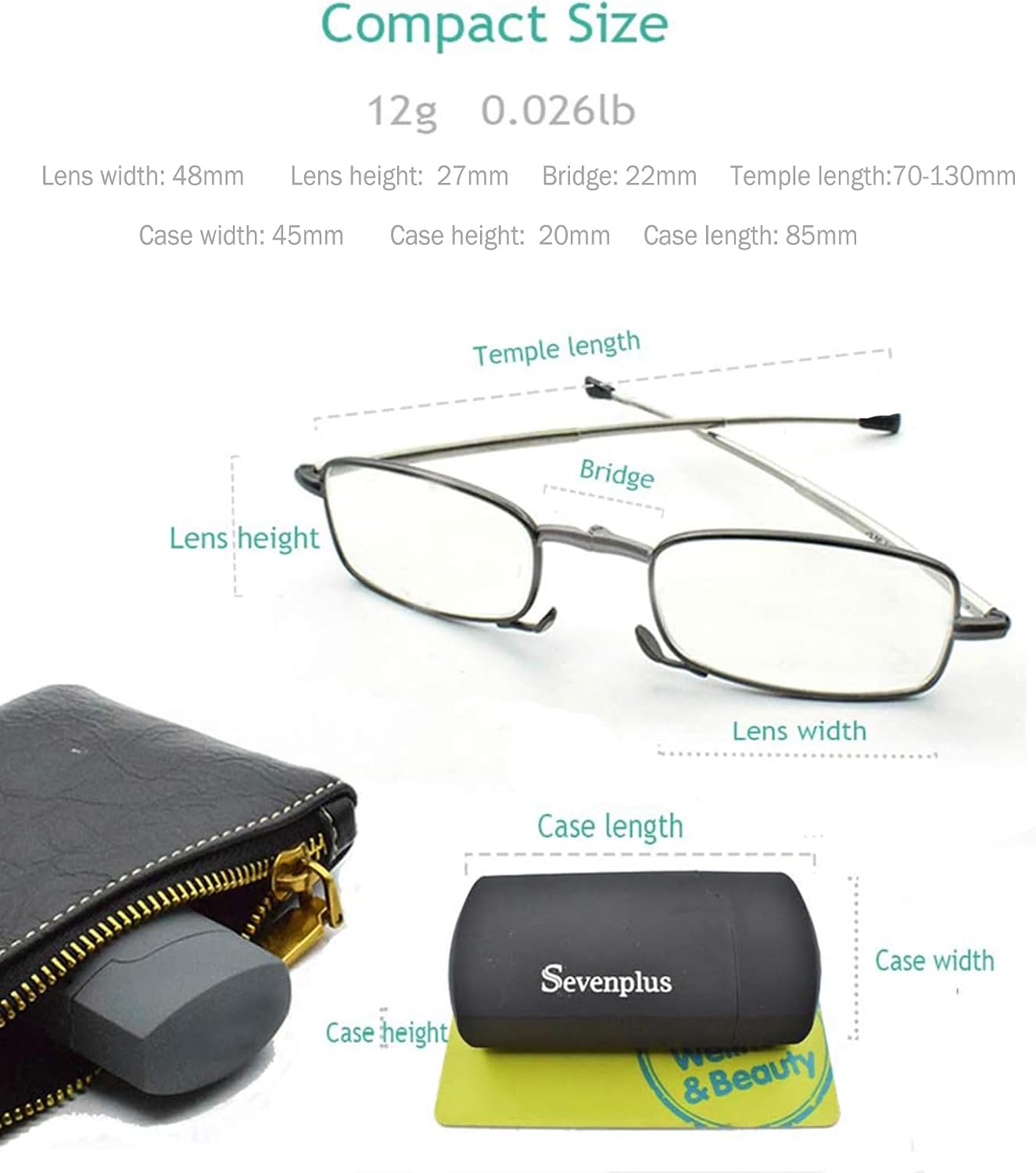 sevenplus 2 Pack Reading Glasses Blue Light Blocking  Anti UV Glare  Foldable Computer Spring Hinge Readers for Women Man