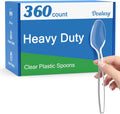 360 Count Clear Plastic Spoons Disposable  BPA-Free  Heat Resistant  Solid and Durable Disposable Spoons Heavy Duty Bulk  Premium Spoons plastic disposable for Party Supply