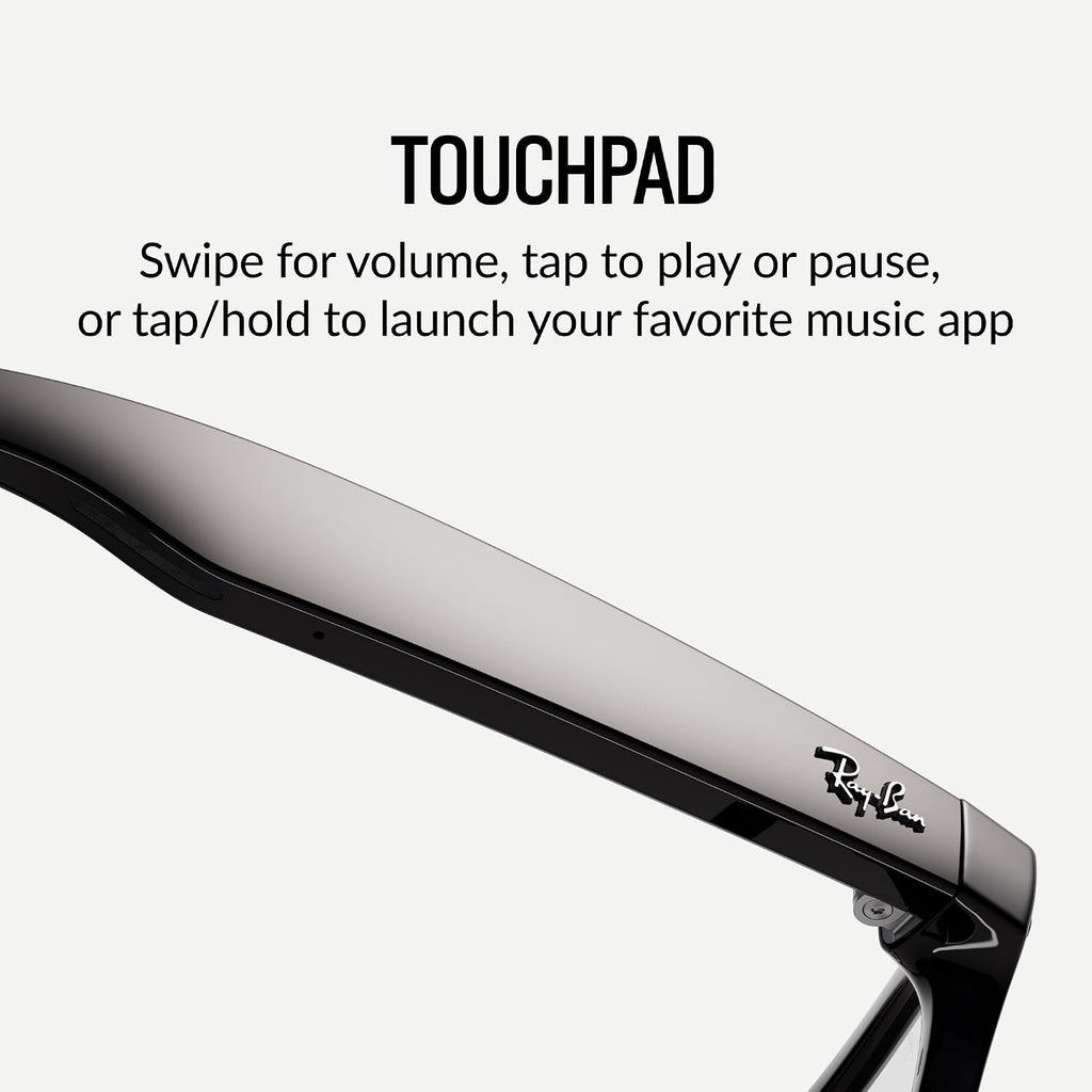 Ray-Ban Meta (Gen 1)  Wayfarer  Shiny Black | Smart AI Glasses for Men  Women — 12 MP Ultra-Wide Camera  Open-Ear Speakers for Audio  Video Recording and Bluetooth — Clear Lenses — Wearable Technology