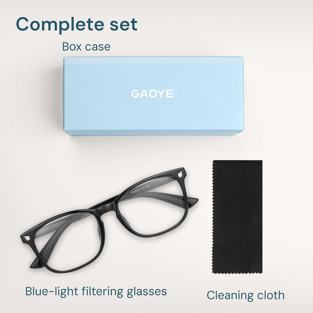 Gaoye Black Blue Light Glasses for Computer & Gaming - Anti UV Ray Lenses  Scratch-Resistant & Comfort Fit