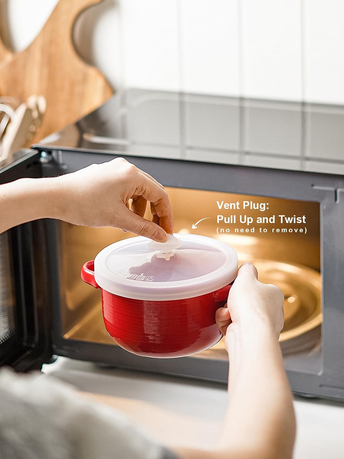 LE TAUCI Soup Bowls with Handles and Silicone Lids  28 oz Ceramic Ramen Bowl Microwavable  Oven Safe French Onion Soup Bowls for Noodles and Cereal  Lead & Cadmium Free Soup Crocks  Set of 2  Red