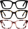 XVXV Reading Glasses for Women Men - Blue Light Blocking Readers Oversize Oprah Square Anti Glare/Eyestrain Spring Hinge