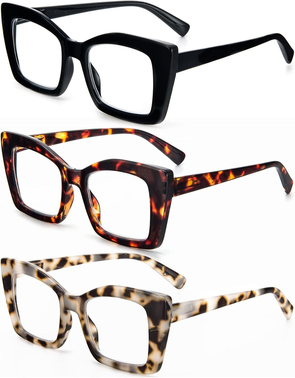 REAVEE Oversized Square Reading Glasses Oprah Style for Women  Blue Light Blocking Large Frame Computer Readers Spring Hinge