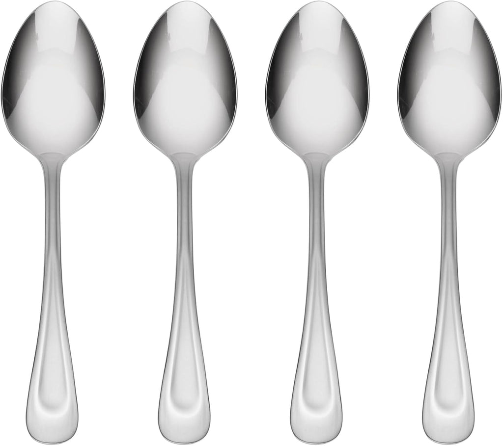 Oneida Satin Sand Dune Everyday Flatware Dinner Spoons  Set of 4  18/0 Stainless Steel  Silverware Set  Dishwasher Safe