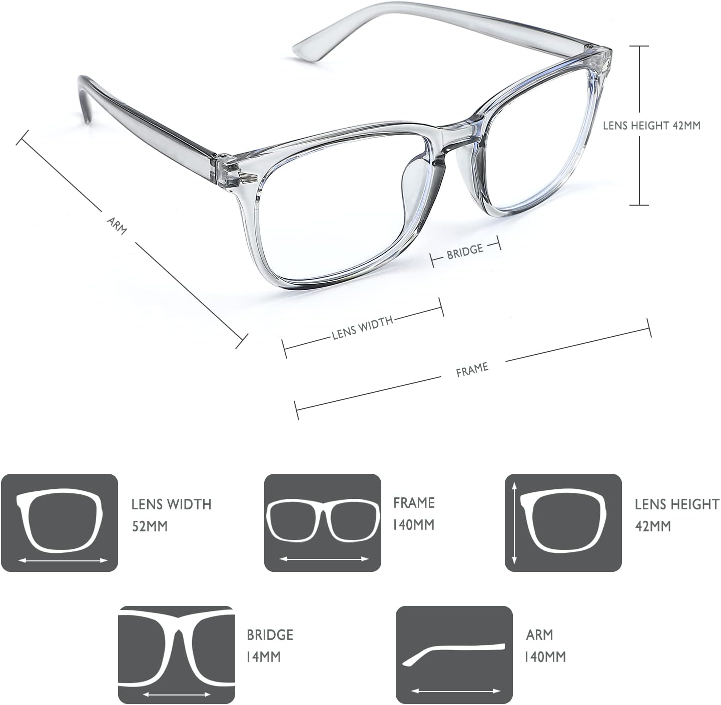 HUOZHI Fashion Square Blue Light Blocking Glasses - Clear Computer & Gaming Glasses for Women and Men