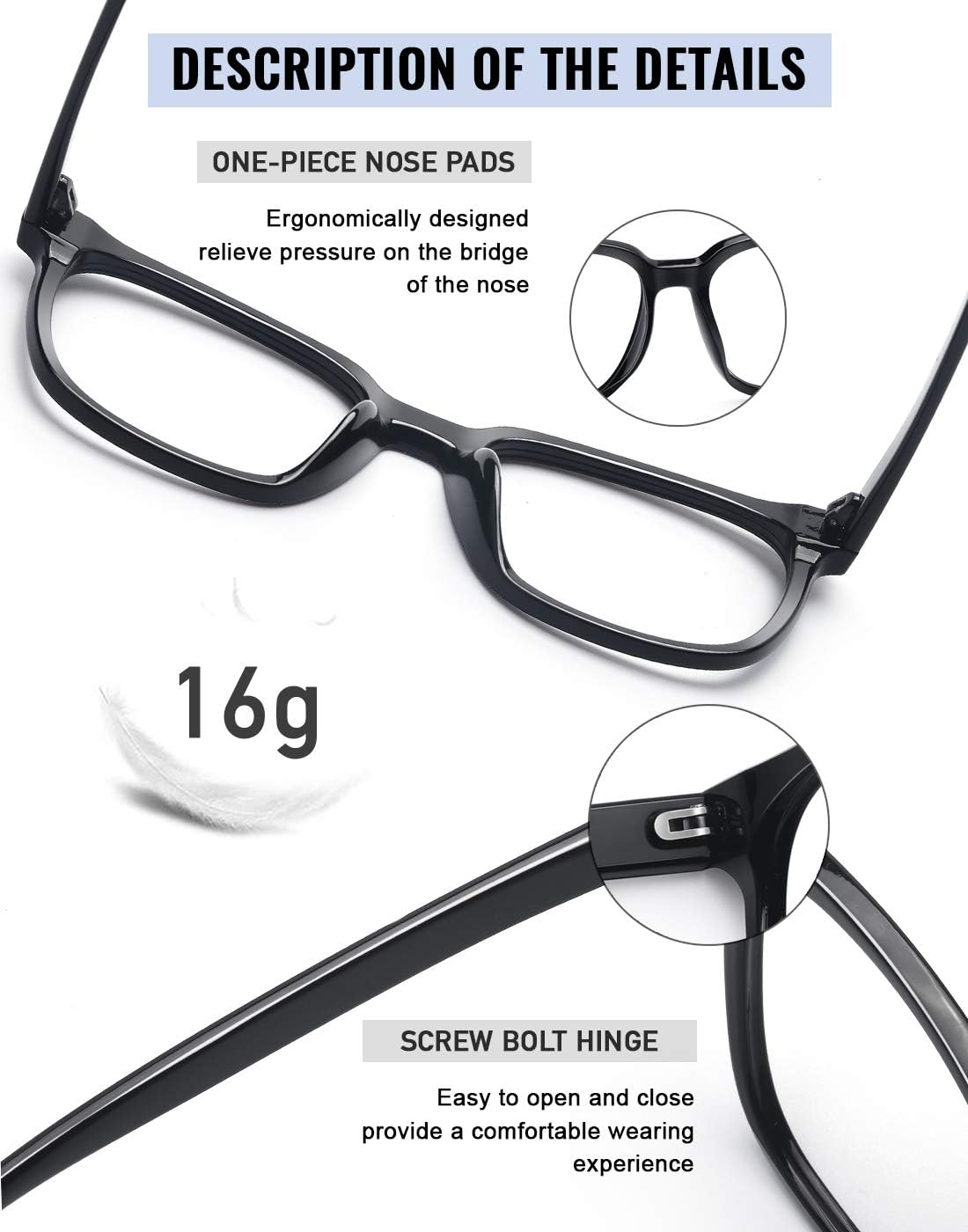 PANNER Oversized Square Blue Light Blocking Glasses for Women Men Anti Glare Reduce Eyestrain Computer Glasses