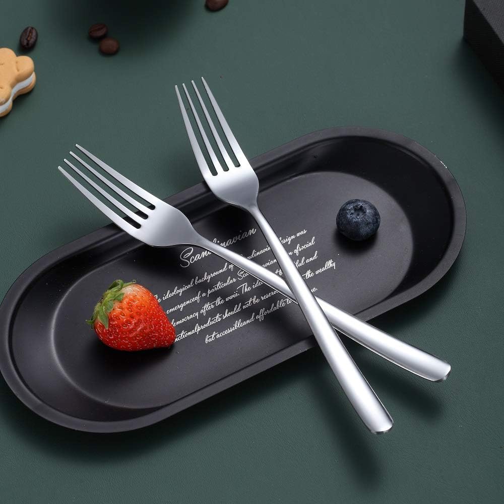 Stainless Steel Dinner Forks Set  6 Piece - Silverware for Home  Kitchen or Restaurant  Dishwasher Safe (Silver-8 Inch)