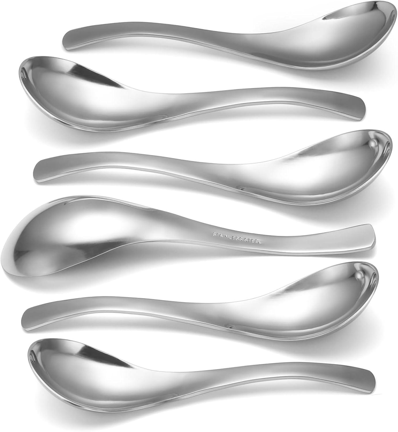 HIWARE Thick Heavy-weight Soup Spoons  High Grade Stainless Steel Soup Spoons  Set of 6