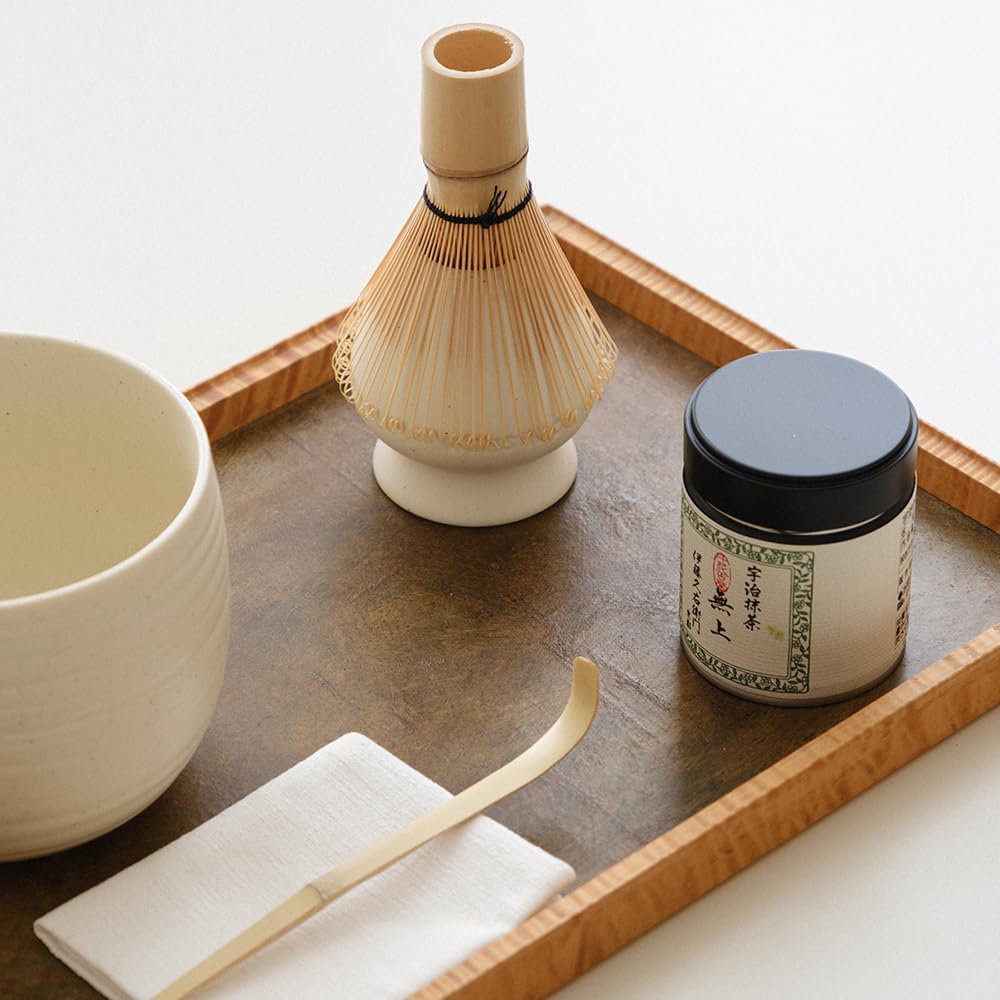 Matcha Whisk Set  Ceramic Matcha Bowl & Whisk Holder  Bamboo Accessory  Modern Design (Matte Crème  Traditional Bowl Design)