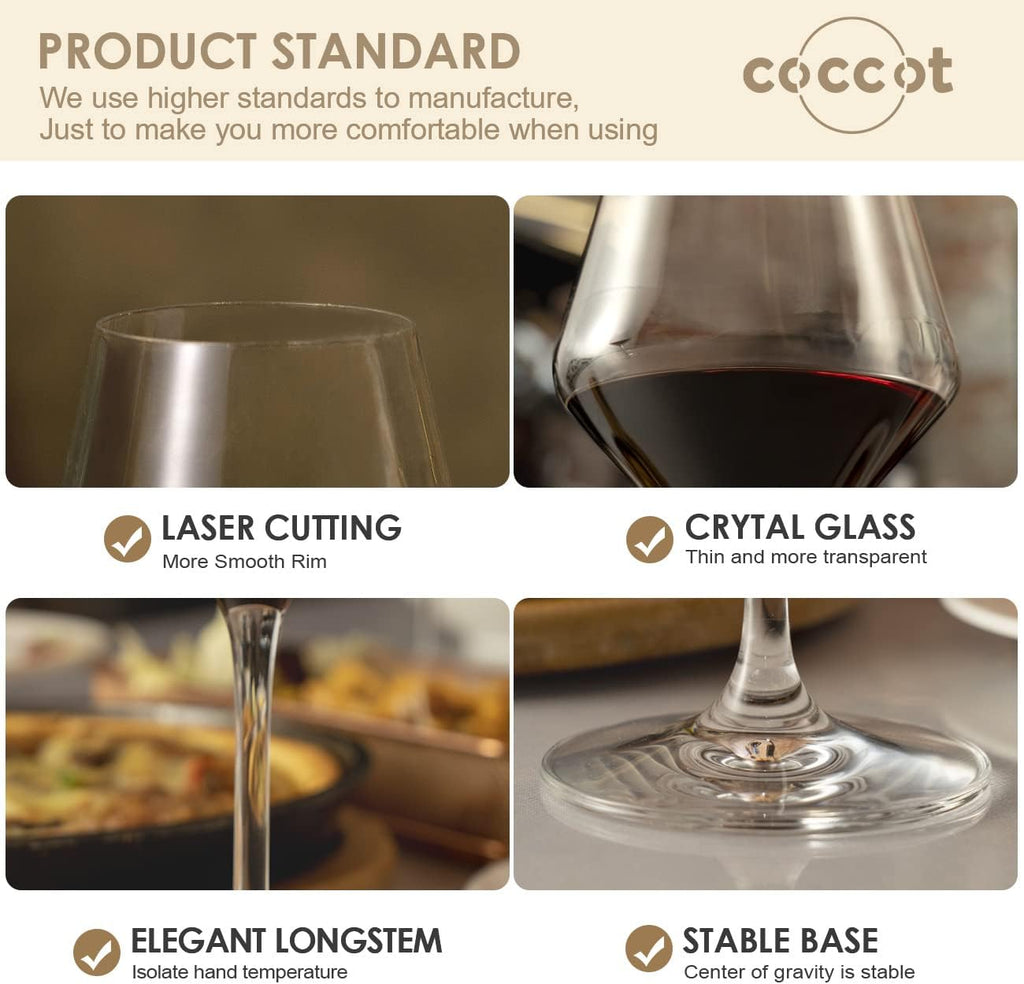 Wine Glasses White Red Wine Glasses Set of 6 Lead-Free Premium Crystal Clear Glass Hand Blown Italian Style Burgundy Long Stem Wine Glasses Great Gift Packaging(16oz 6pack)