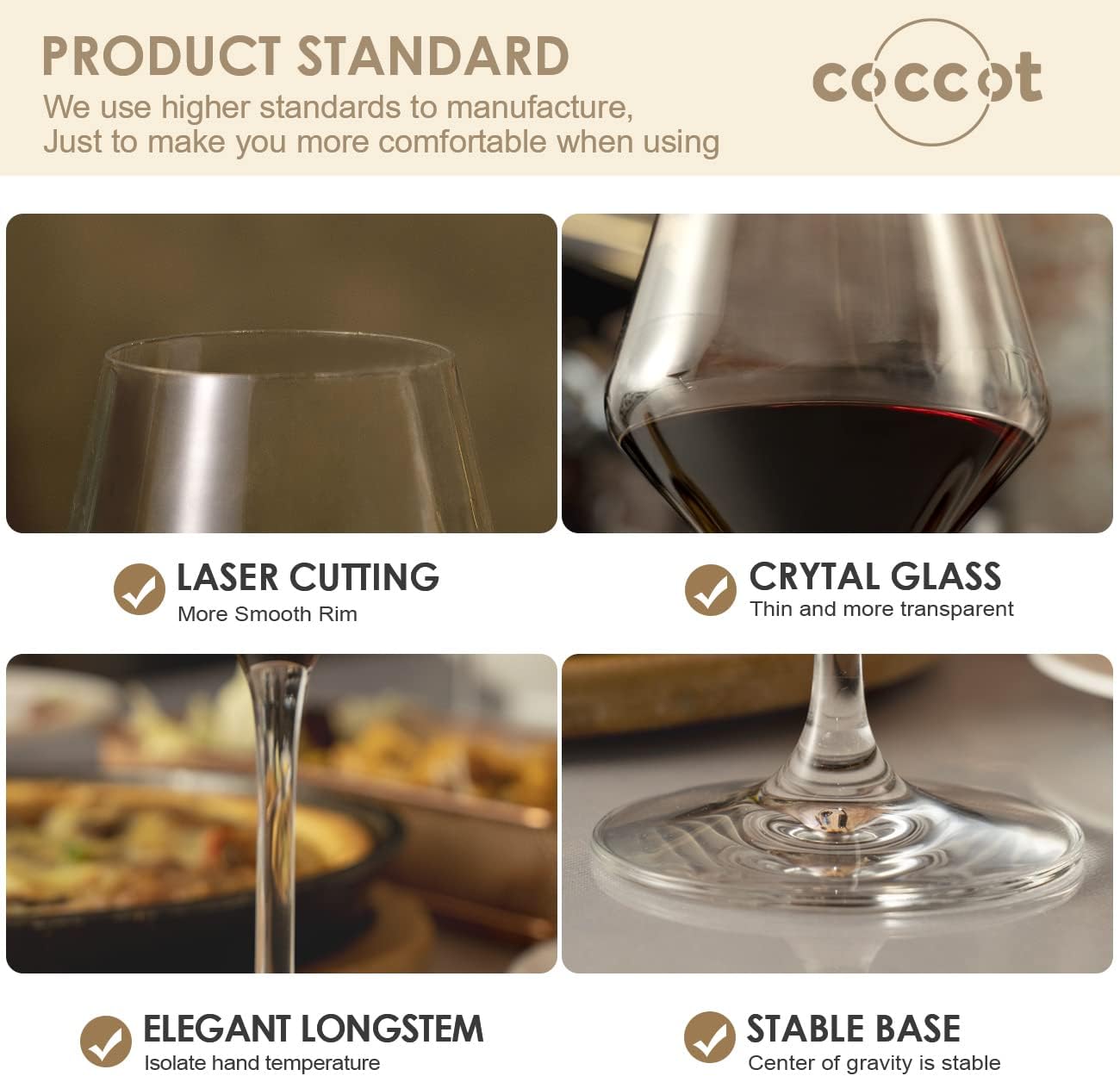 Wine Glasses White Red Wine Glasses Set of 6 Lead-Free Premium Crystal Clear Glass Hand Blown Italian Style Burgundy Long Stem Wine Glasses Great Gift Packaging(16oz 6pack)