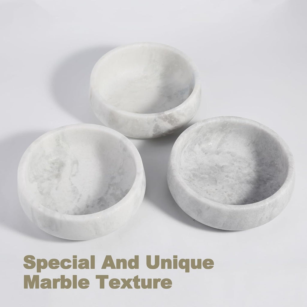 White Marble Dog Bowls  Non-Slip Dog Food Water Bowl Small  Heavy Duty Pet Bowl for Cats and Medium Dogs  Weighted African Natural Marble  Holds 4 Cups(5lbs)