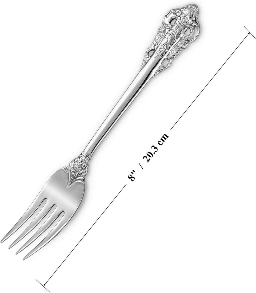 KEAWELL Luxury Dinner Fork  Set of 4  18/10 Stainless Steel  8 Inches  Dishwasher Safe  Mirror Polished  Silverware Fork Set (Silver)