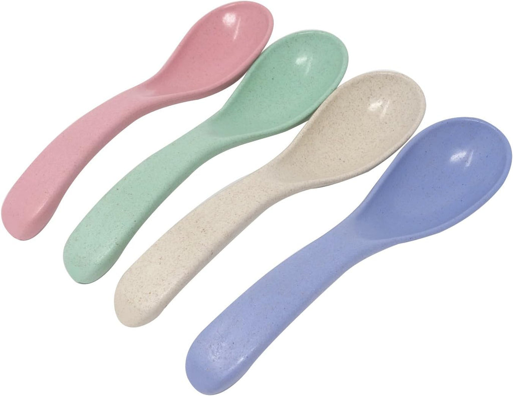 Honbay 4PCS 15cm/5.9Inch Boreal Europe Style Eco-Friendly Wheat Straw Colourful Soup Spoons Chinese WonTon Soup Spoon
