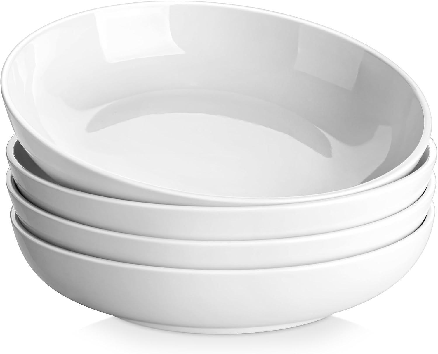MALACASA 10" Large Pasta Bowls  56 OZ White Salad Bowls Soup Bowls  Porcelain Serving Bowls Set of 4  Large Kitchen Bowl Plates Pasta Plates  Microwave & Dishwasher Safe  Series REGULAR