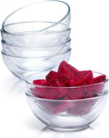 NUTRIUPS Small Glass Bowls Set of 6  Glass Dessert Bowl Set  Clear Tempered Glass Sauce Bowls for Kitchen Microwave and Oven Safe (6 inch  Set of 6)