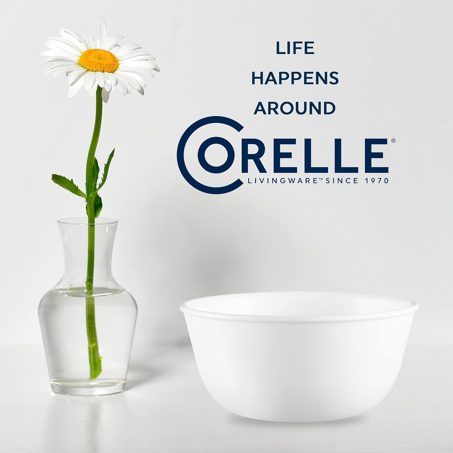 Corelle Vitrelle 28-oz Soup/Cereal Bowls Set of 6 Chip & Crack Resistant Dinnerware Bowls for Soup  Ramen  Cereal and More  Triple Layer Glass  Winter Frost White
