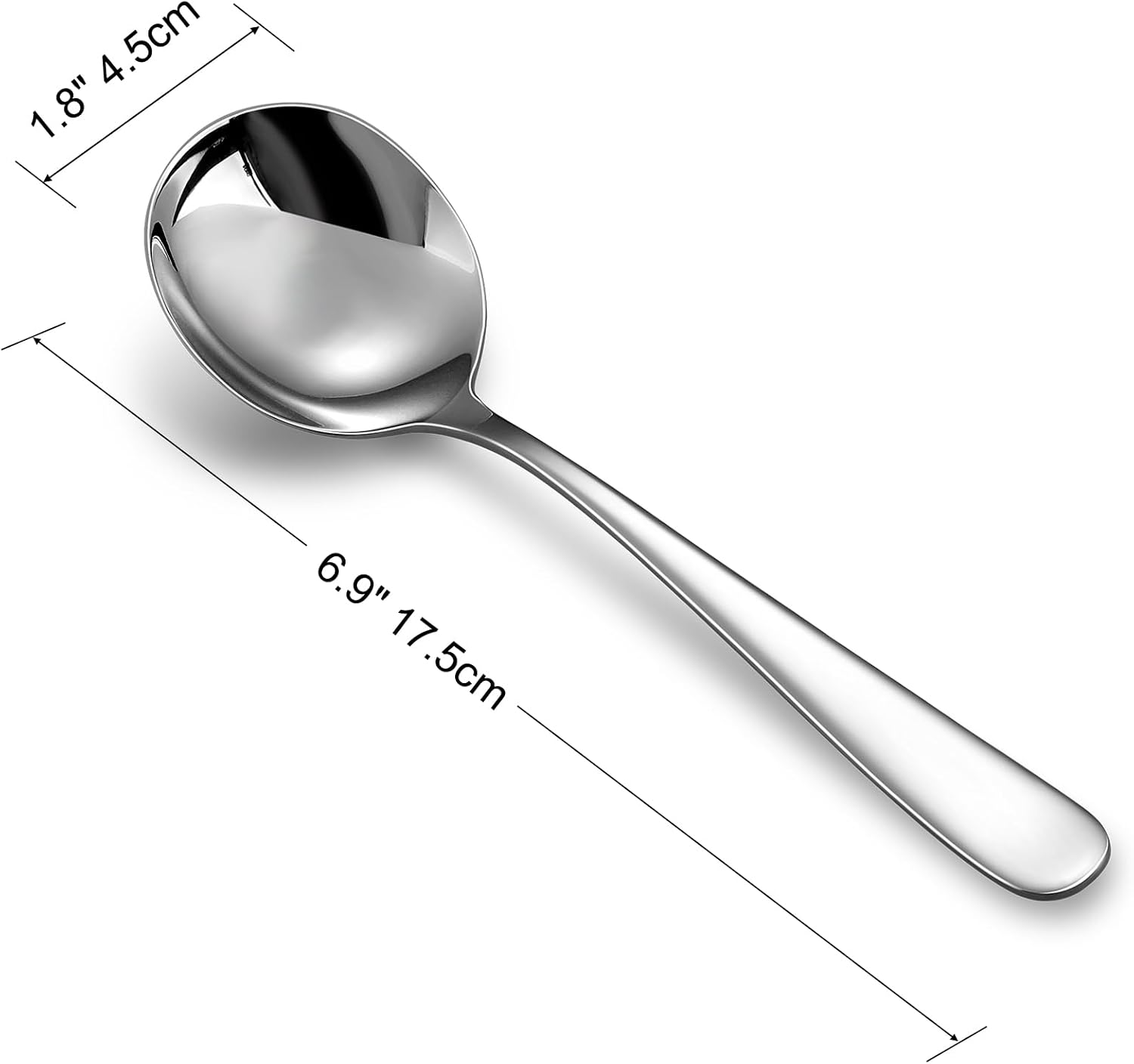KEAWELL Premium 7" Louise Soup Spoons  18/10 Stainless Steel  Dishwasher Safe (4)