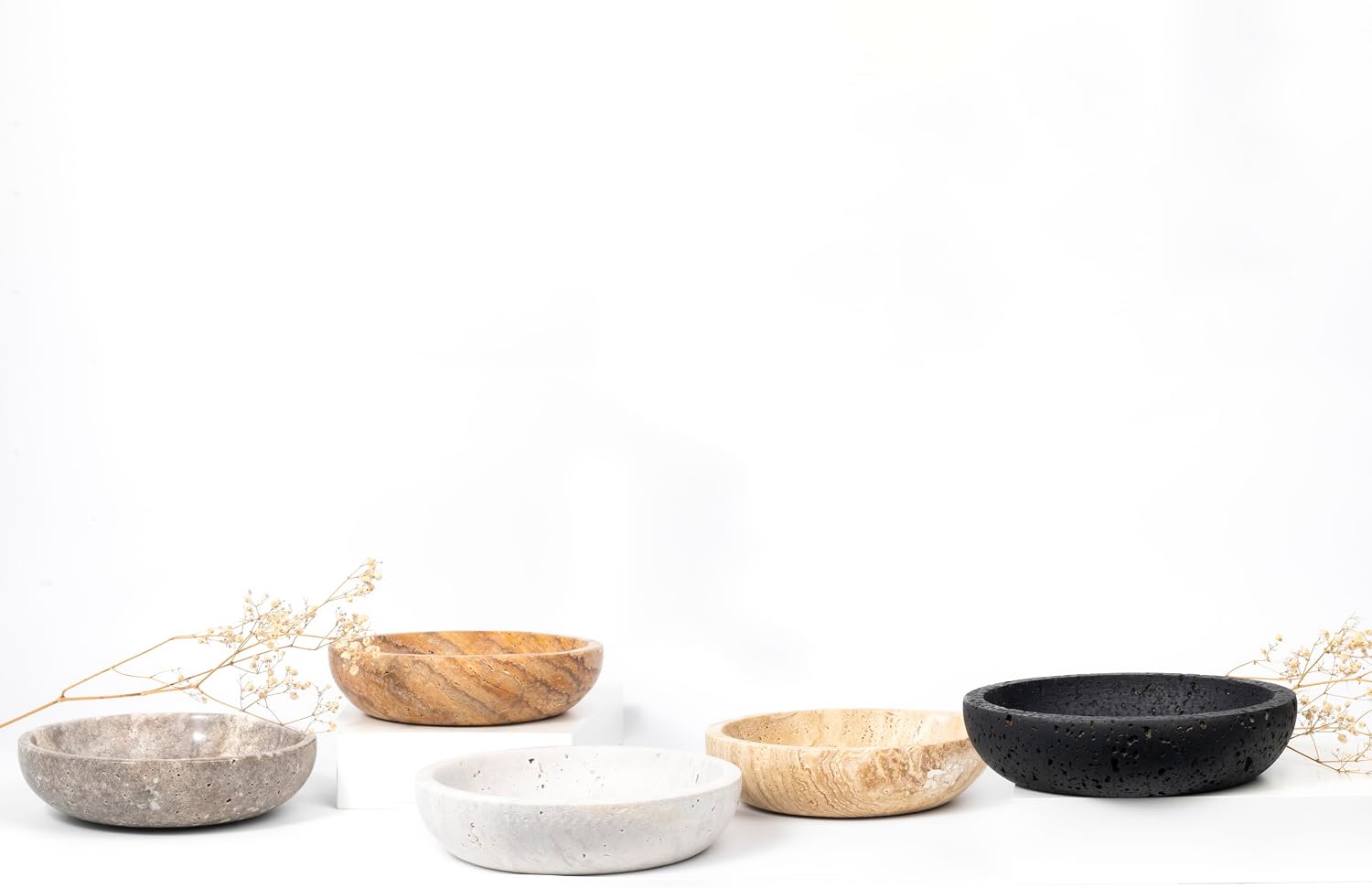 Shelf & Nook Travertine Decorative Bowls for Home Decor. Key Bowl for Entryway Table in a Choice of 3 Colors. (Silver-Gray)