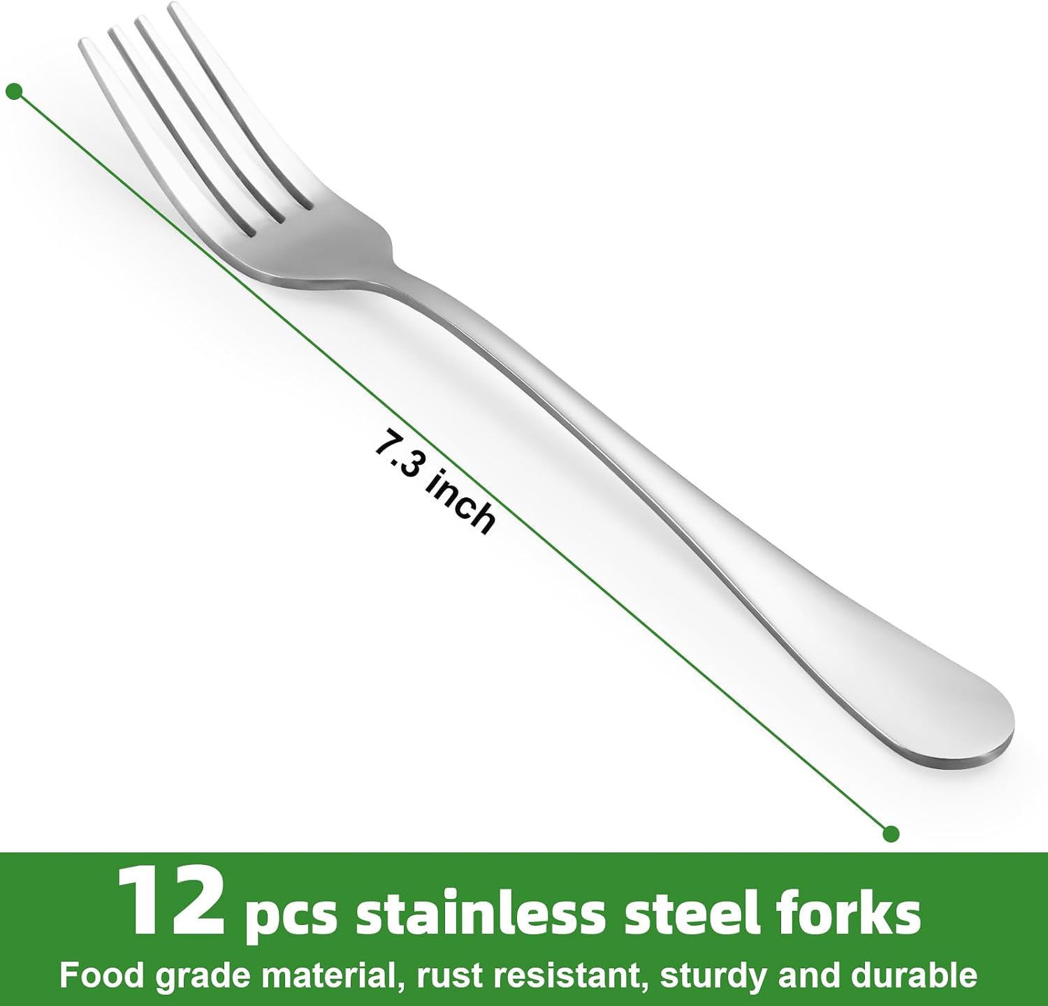12 Piece Dinner Forks Set  Food-Grade Stainless Steel Forks Silverware  Cutlery Fork  Salad Fork  Metal Forks for Home  Kitchen or Restaurant  Mirror Polished  Dishwasher Safe - 7.3 Inch