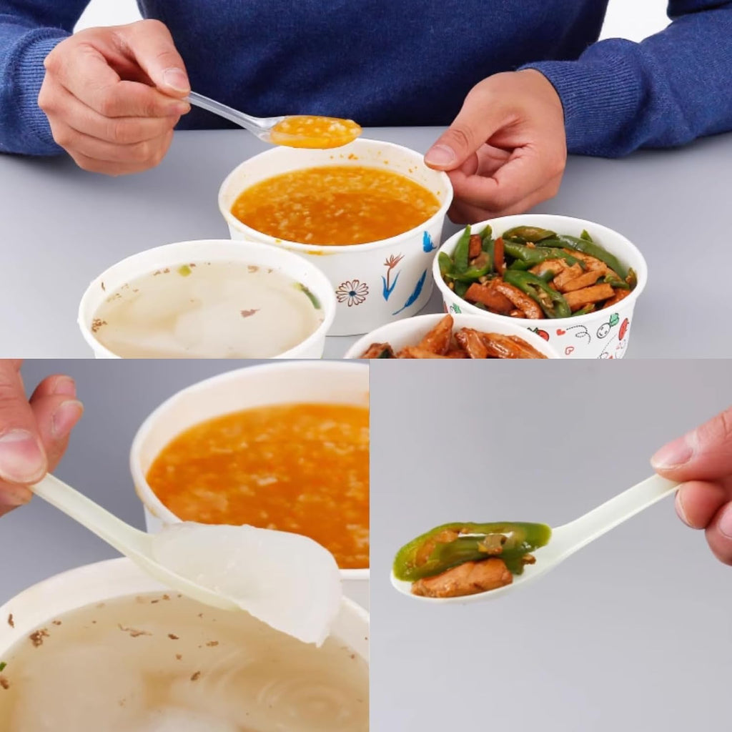 50 PCS Disposable Clear Plastic Asian Soup Spoons - Tasting & Front Dish Spoons  Plastic Cutlery (Clear Round Bottom)