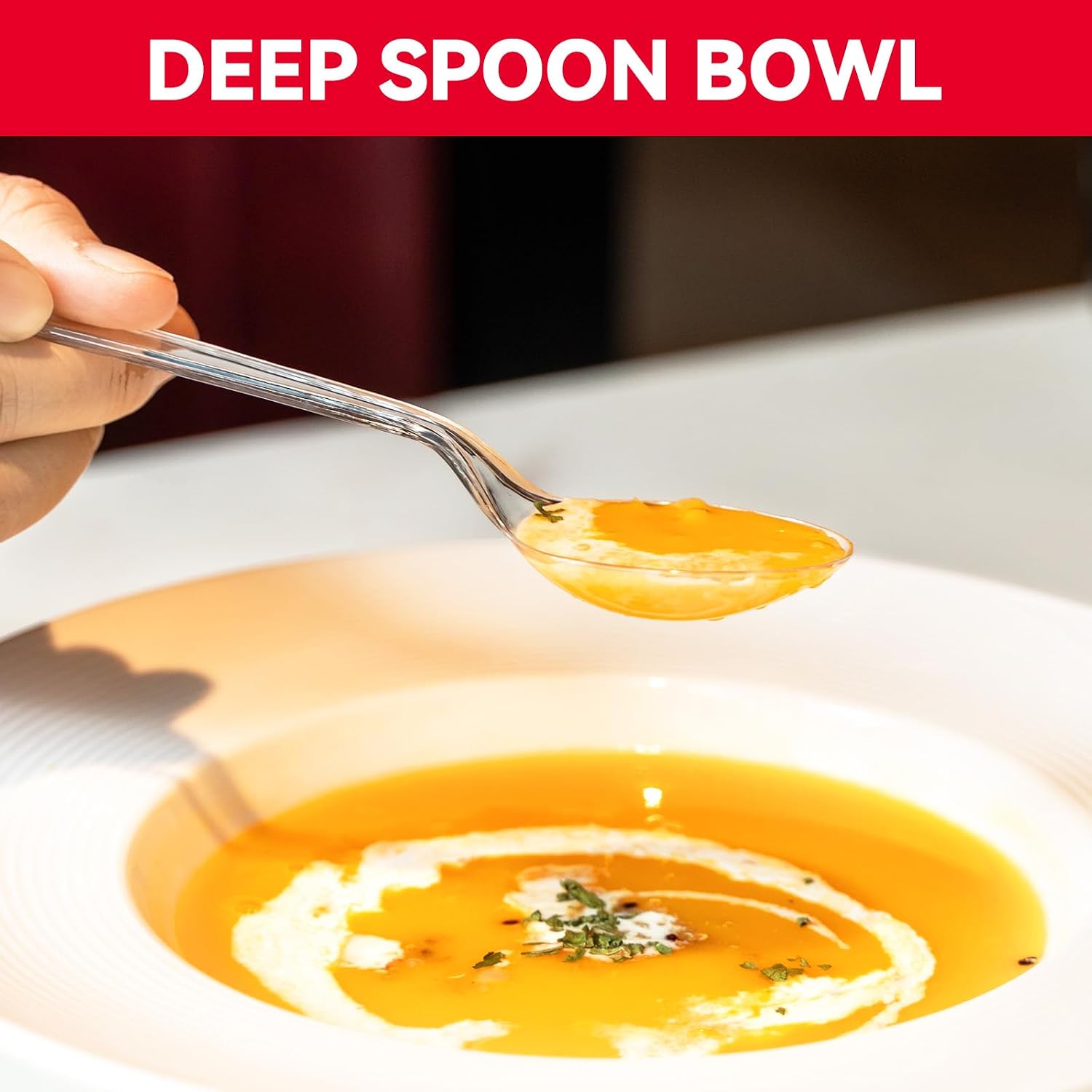 Plastic Soup Spoons  Heavy Duty Disposable Cutlery  Deepened Spoon Bowl for Hot Food  120 Count