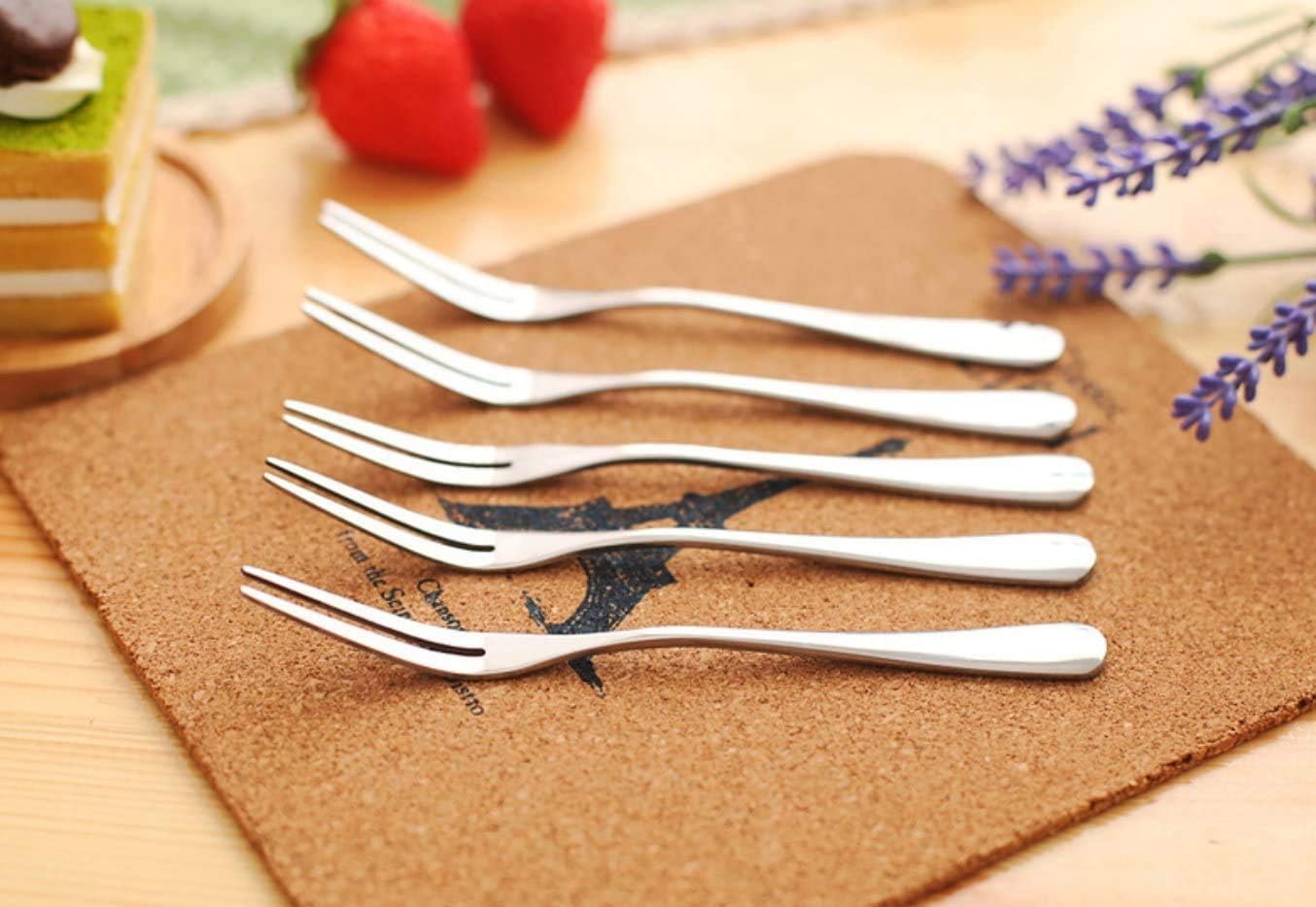 Crab Stainless Steel Forks Escargot Fork 2 Prong Tasting Appetizer Forks Portable Cocktail Salad Fruit Forks for Party Travel Set of 10  5 Inches (10 Pcs)