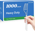 SACATR 1000 Count Heavy Duty Clear Plastic Forks BPA-Free Heat Resistant Disposable Plastic Forks Bulk  Solid Durable Premium Cutlery for Parties  Events and Everyday Use