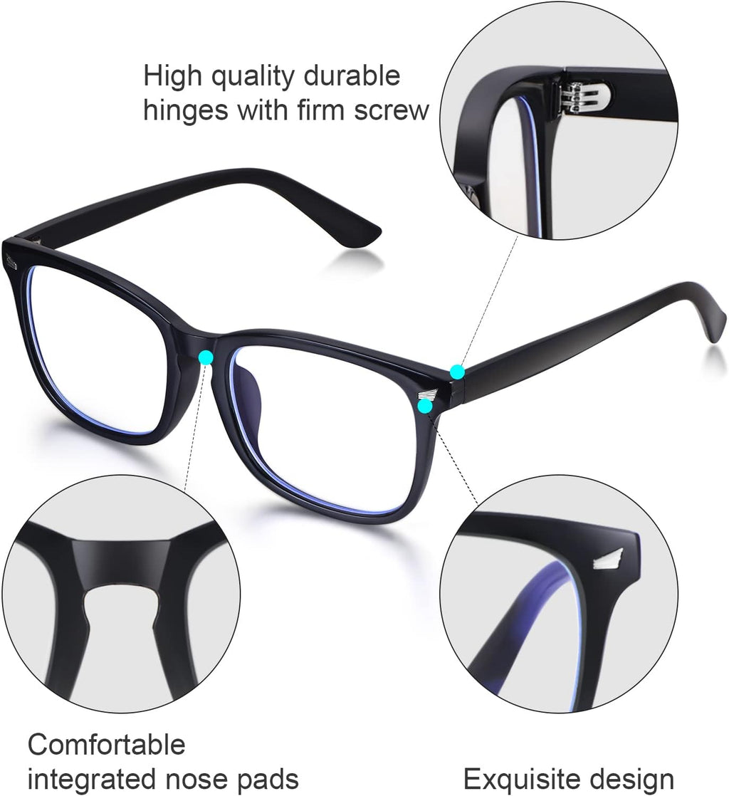 Blue Light Blocking Glasses for Women/Men Clear Frame Square Eyeglasses Computer Gaming Screen Glasses