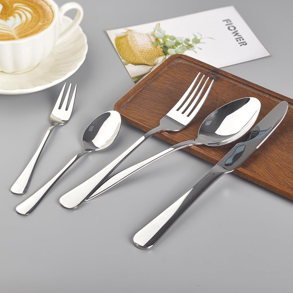 homEdge Set of 16 Stainless Steel Dessert Forks – 6.7 Inch Mirror Polished Flatware  Elegant Silver Forks for Cake  Pastry  Fruit  Appetizers & Daily Use