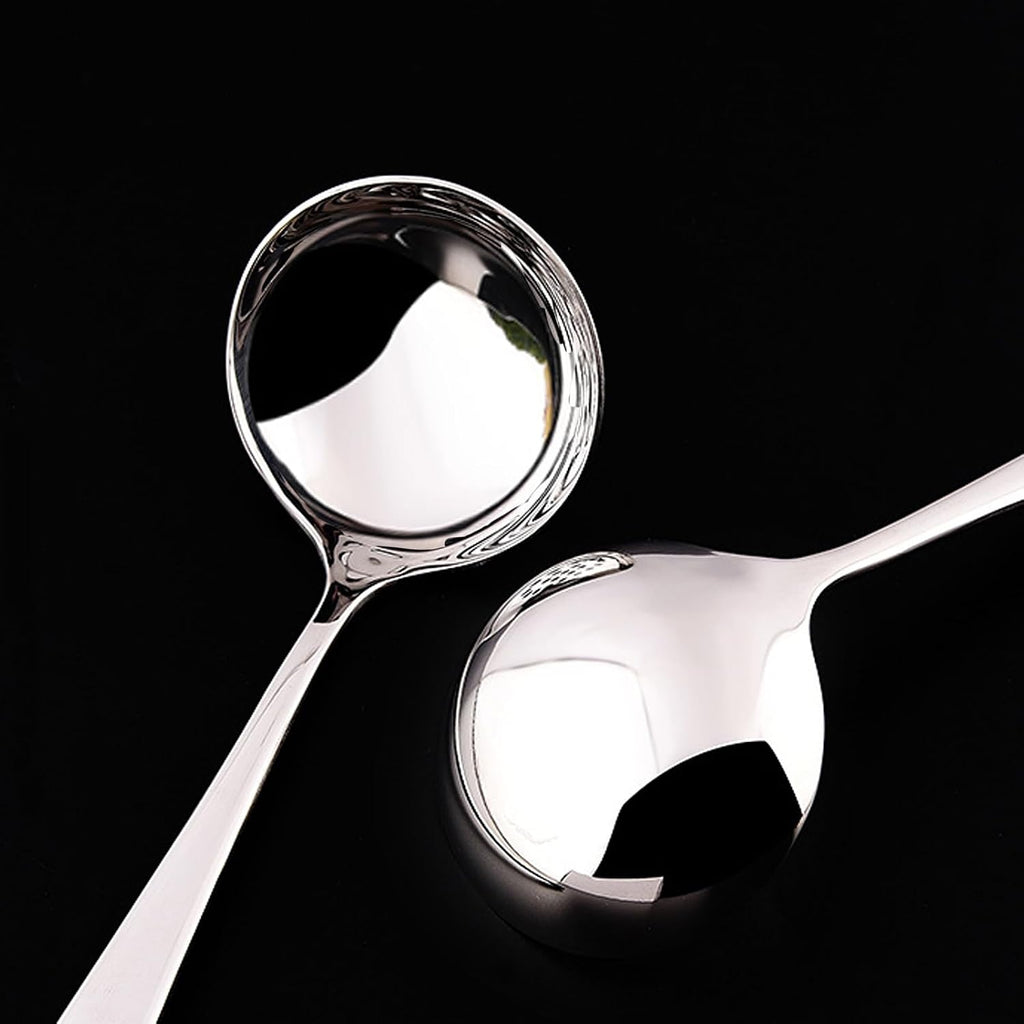 Zjunhm Small Soup and Gravy Ladles - 304 Stainless Steel  7.7 Inches  2-Piece Set - Dishwasher Safe (Silver)