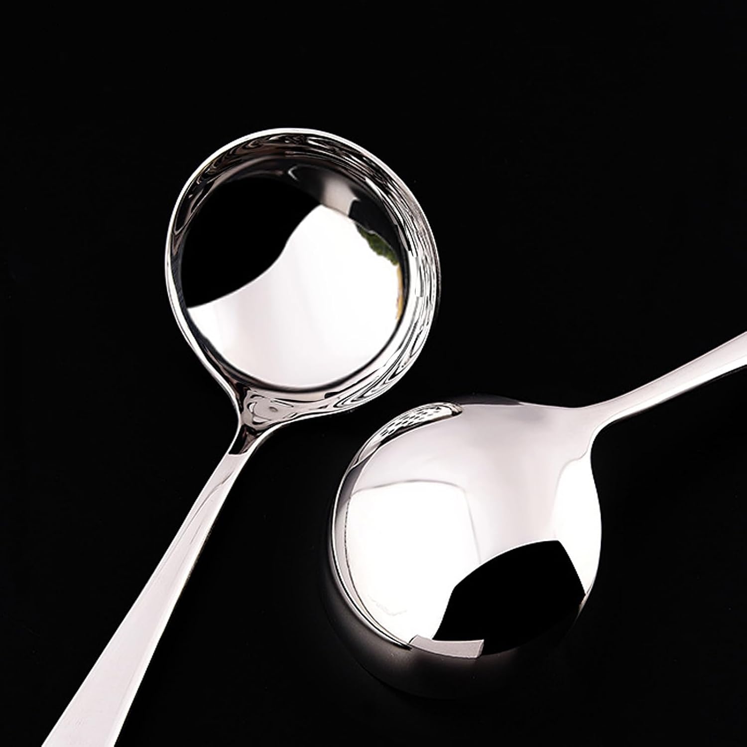 Zjunhm Small Soup and Gravy Ladles - 304 Stainless Steel  7.7 Inches  2-Piece Set - Dishwasher Safe (Silver)