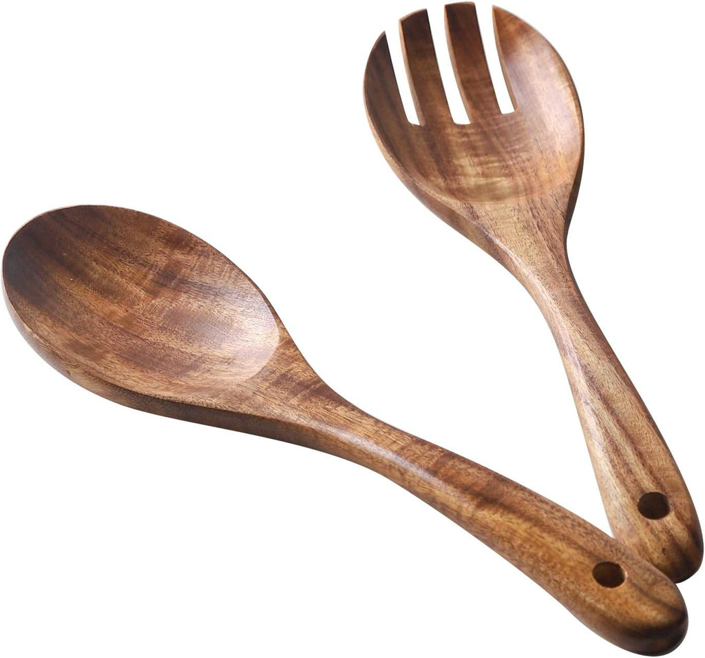 Muso Wood Acacia Salad Servers 10-inch set of 2 (Acacia salad servers)