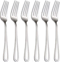 Salad Forks Set of 6  Flatware Fork 7-Inch  Stainless Steel Table Forks Mirror Polishing (Silver  6pcs-Round Handle)