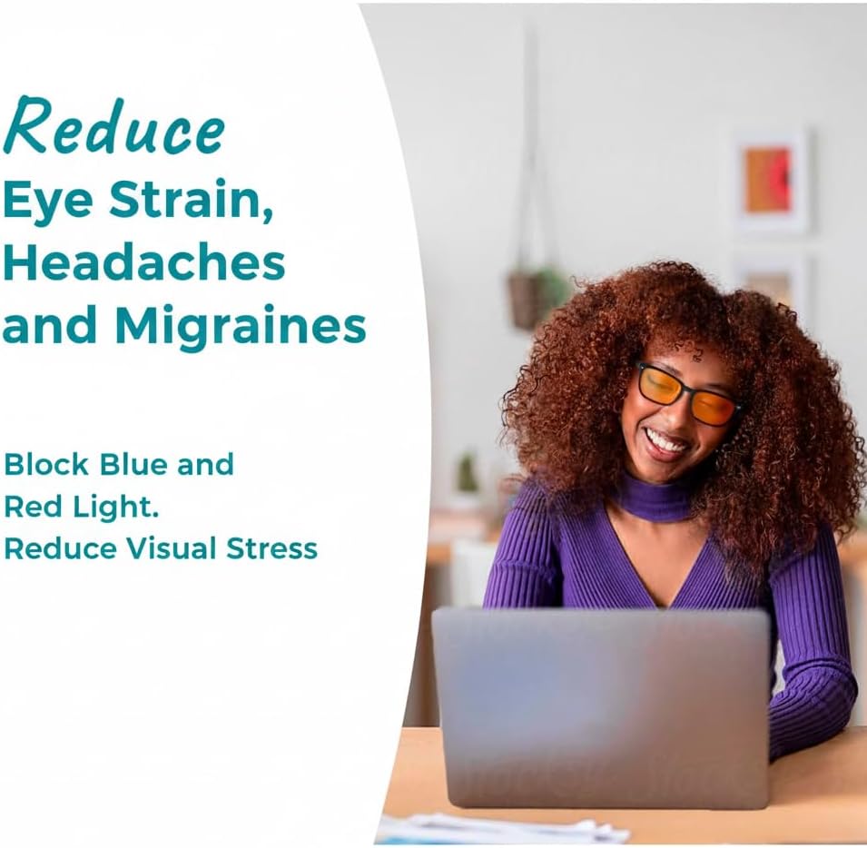 100% Blue Light Blocking Glasses - Women + Men - Better Sleep - Anti Eye Strain Protection - Computer Screens Gaming