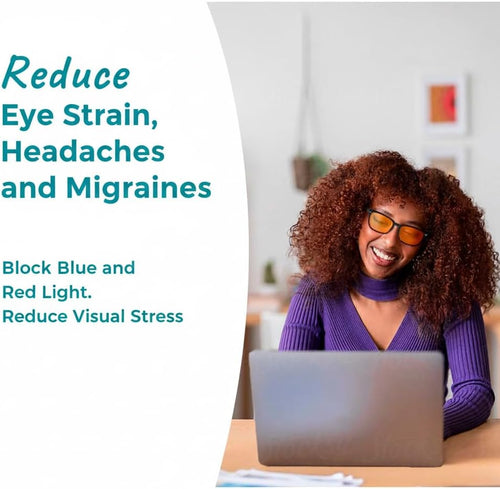 100% Blue Light Blocking Glasses - Women + Men - Better Sleep - Anti Eye Strain Protection - Computer Screens Gaming