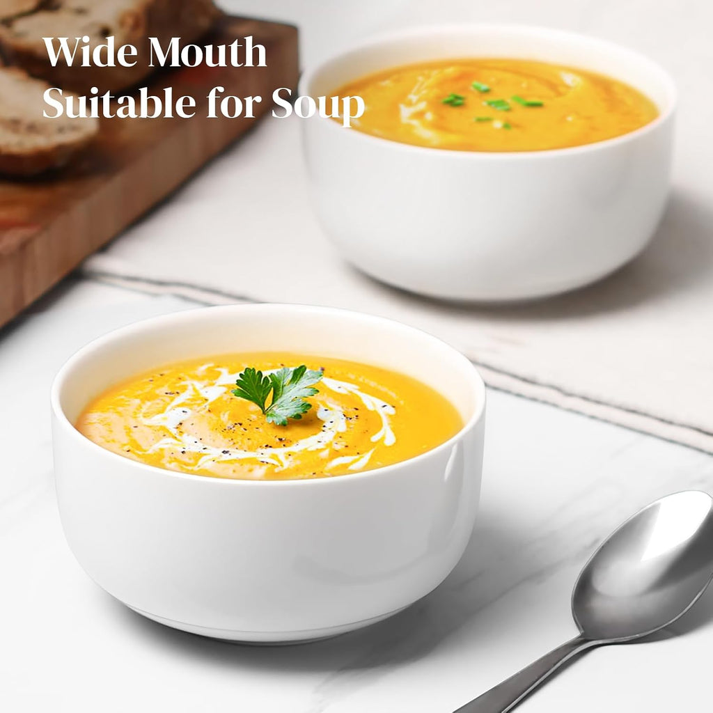 DOWAN Cereal Bowl  22 Ounce Soup Bowls White Ceramic Bowl Set of 6  White Porcelain Bowls for Kitchen  Oven & Dishwasher & Microwave Safe  White Porcelain Soup Bowls for Cereal Soup Rice Pasta Salad