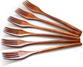 Forks Wooden Forks  AOOSY 6 Pieces Eco-friendly Japanese Wood Salad Dinner Forks Wooden Forks Set Reusable Handmade Natural Wood Flatware Set for Cooking Stirring Eating