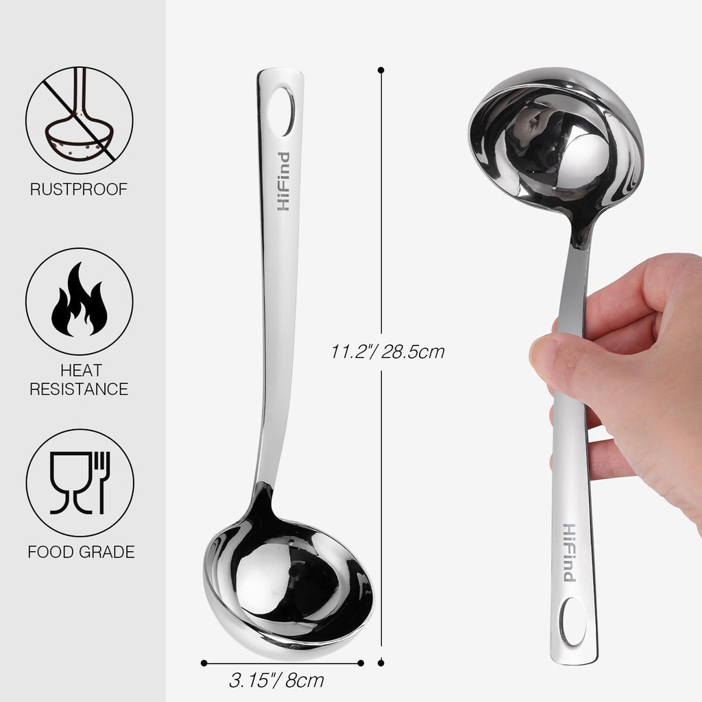 Kitchen Stainless Steel 11.2 Inches Round Soup Ladle Ergonomic Handle  Perfect For Stirring  Serving Soups  And More - Heavy-Duty Metal Ladle Chef Craft Select Serving Ladle