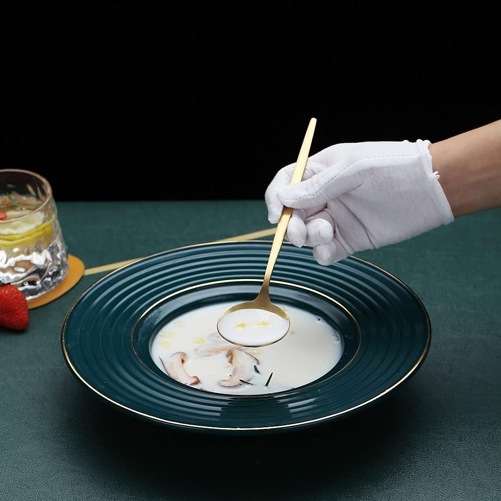 Matt Gold 6 Piece Dinner Spoons - 8.1'' Stainless Steel Tablespoons  Soup & Dessert Spoons  Silverware for Home  Kitchen or Restaurant  Dishwasher Safe