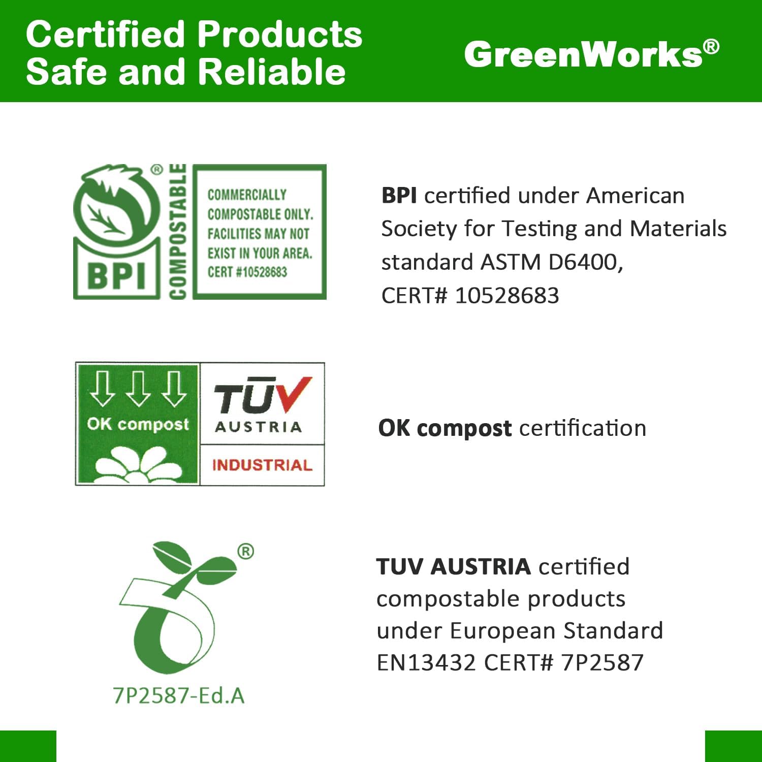 GreenWorks 100 Count 6.5" Large Compostable Soup Spoons BPI Certified Heavy Duty Disposable Cutlery Soup Spoons