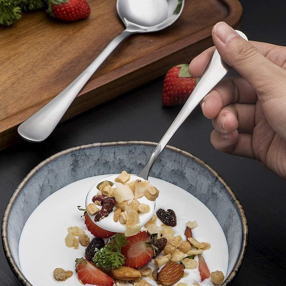Soup Spoons  8-Piece Premium Stainless Steel Spoons Heavy-Weight Round Spoon Flatware Set